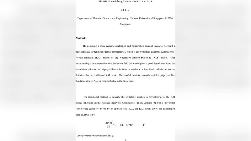 Statistical switching kinetics in ferroelectrics