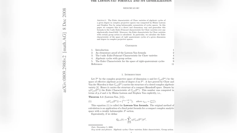 The Lawson-Yau Formula and its generalization