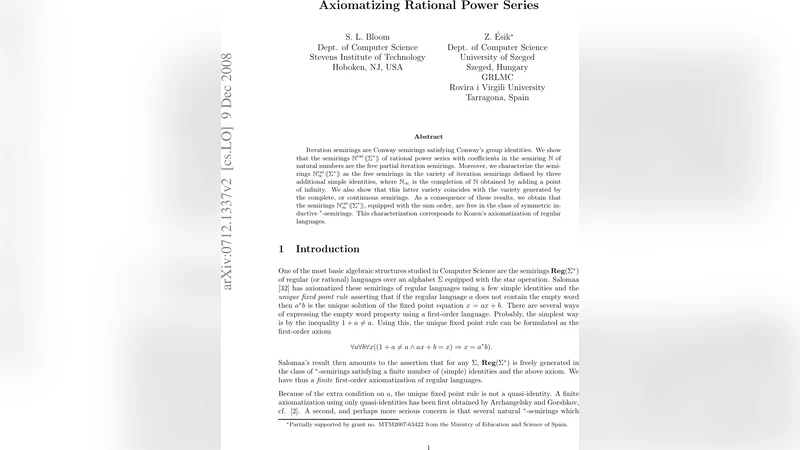 Axiomatizing rational power series