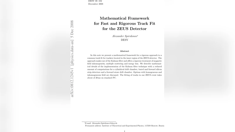 Mathematical Framework for Fast and Rigorous Track Fit for the ZEUS   Detector