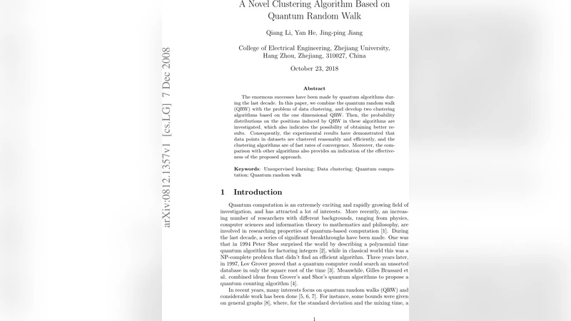 A Novel Clustering Algorithm Based on Quantum Random Walk