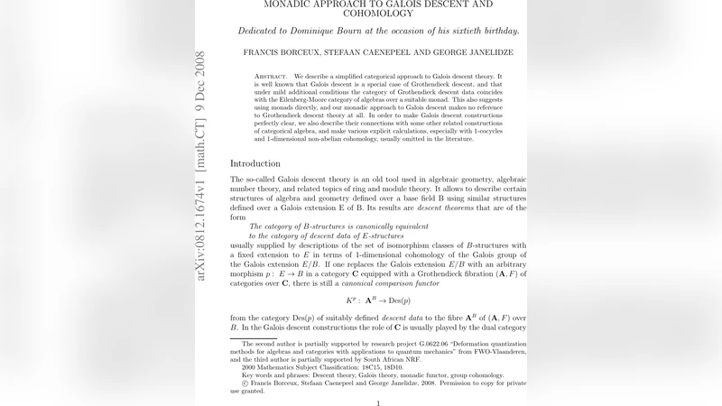 Monadic approach to Galois descent and cohomology
