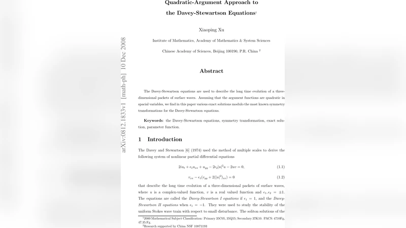 Quadratic-Argument Approach to the Davey-Stewartson Equations