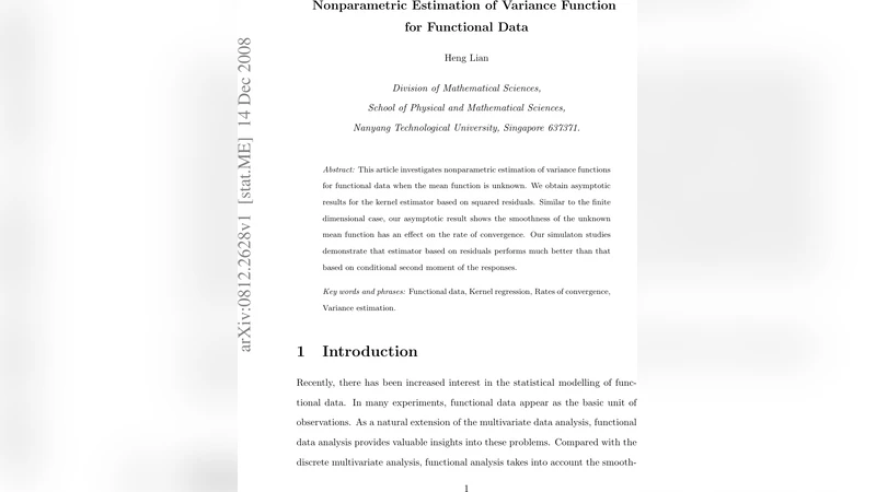 Nonparametric Estimation of Variance Function for Functional Data