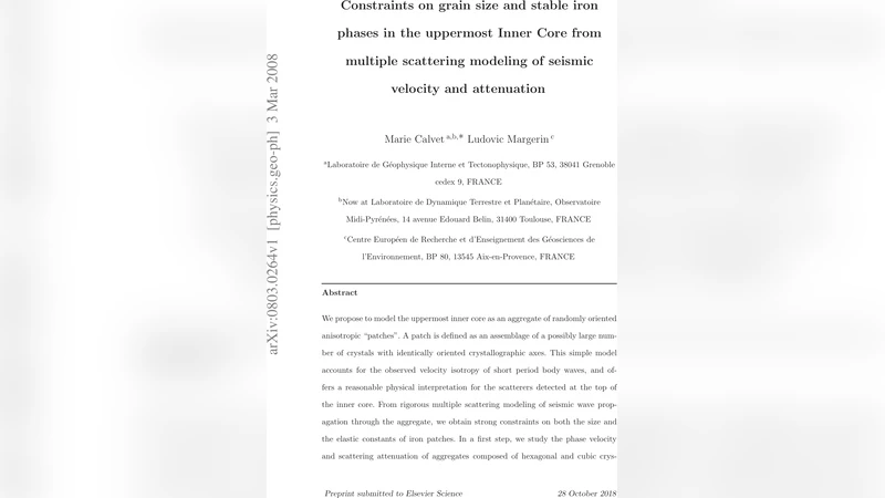 Constraints on grain size and stable iron phases in the uppermost Inner   Core from multiple scattering modeling of seismic velocity and attenuation