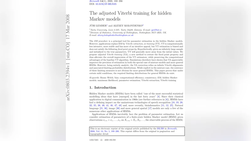 The adjusted Viterbi training for hidden Markov models