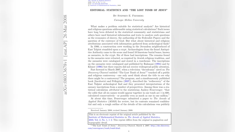 Editorial: Statistics and "The lost tomb of Jesus"