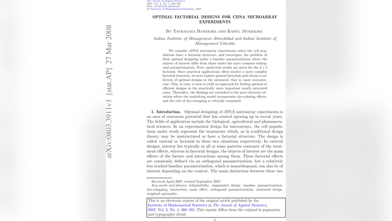 Optimal factorial designs for cDNA microarray experiments
