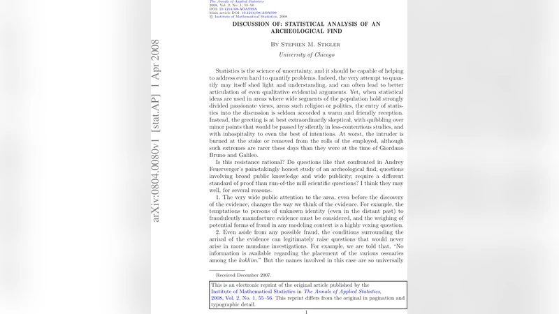 Discussion of: Statistical analysis of an archeological find