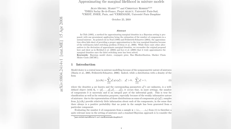 Approximating the marginal likelihood in mixture models