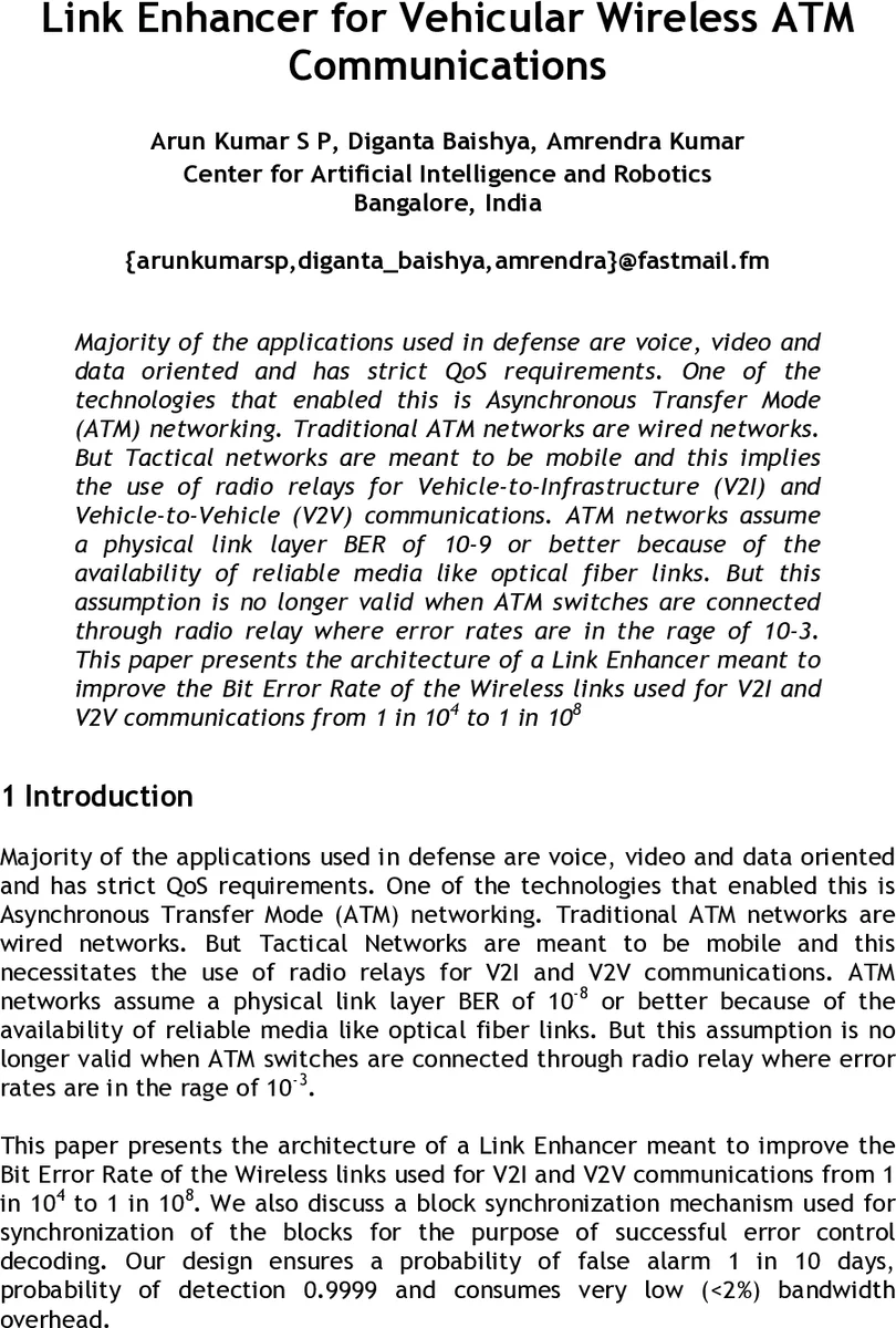 Link Enhancer for Vehicular Wireless ATM Communications