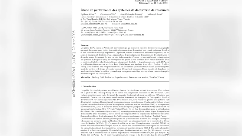 Etude de performance des syst`emes de decouverte de ressources