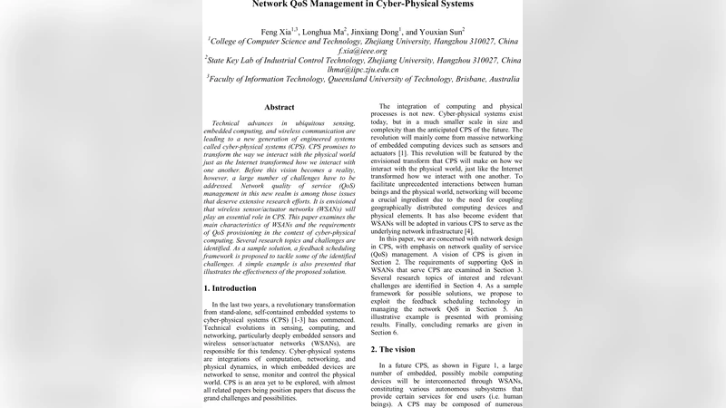 Network QoS Management in Cyber-Physical Systems