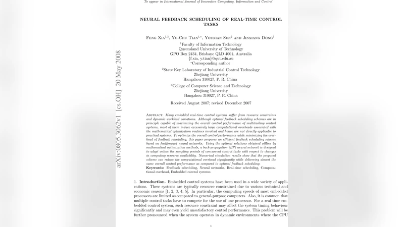 Neural Feedback Scheduling of Real-Time Control Tasks