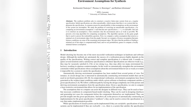Environment Assumptions for Synthesis