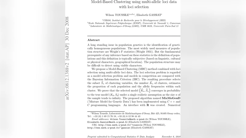 Model-Based Clustering using multi-allelic loci data with loci selection