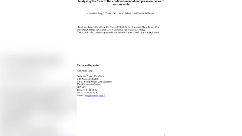 Analysing the form of the confined uniaxial compression curve of various   soils