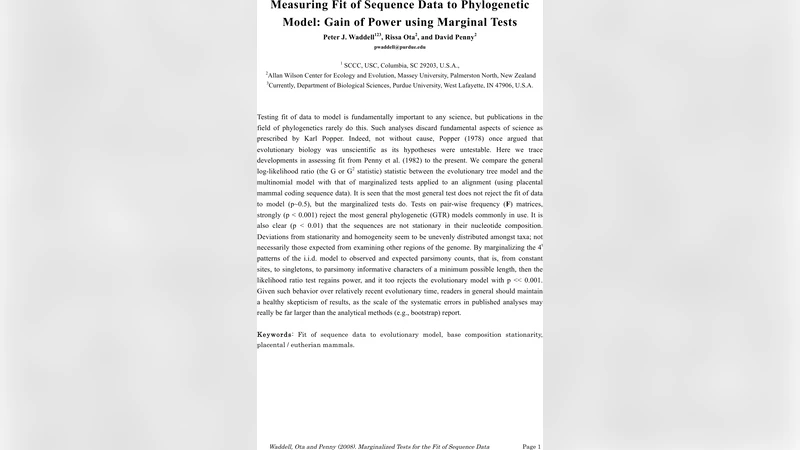 Measuring Fit of Sequence Data to Phylogenetic Model: Gain of Power   using Marginal Tests