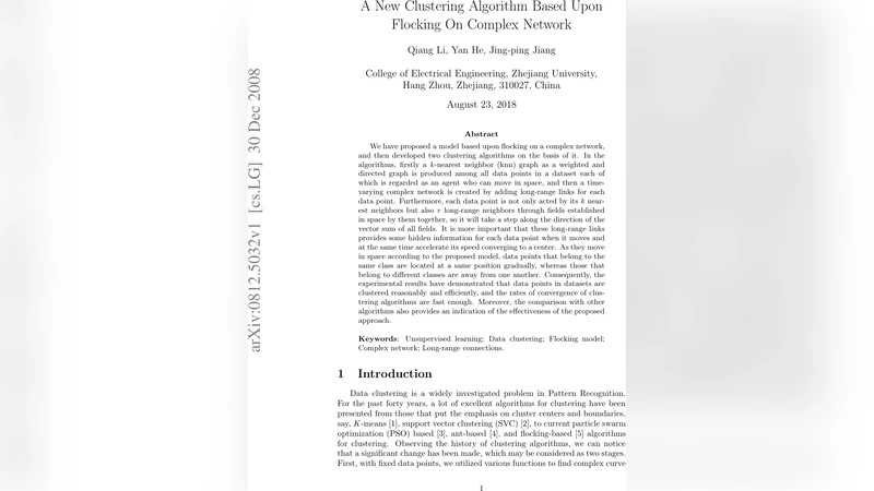 A New Clustering Algorithm Based Upon Flocking On Complex Network