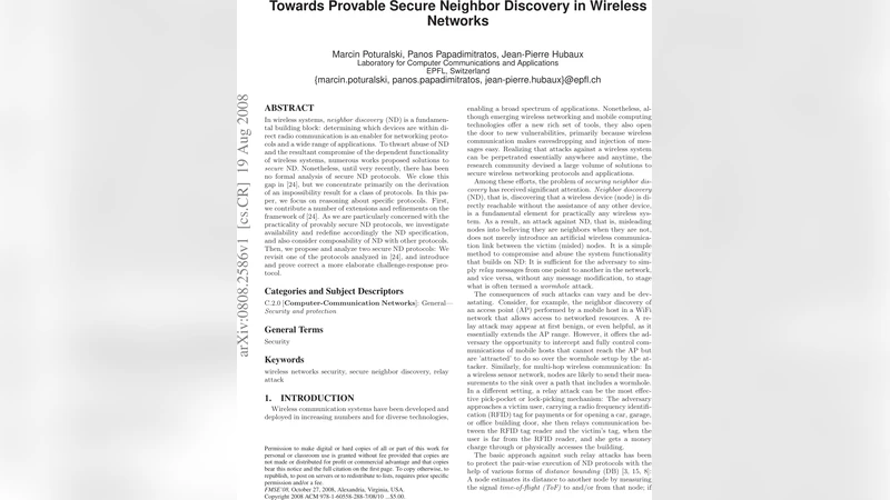 Towards Provable Secure Neighbor Discovery in Wireless Networks