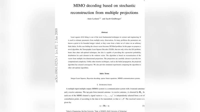 MIMO decoding based on stochastic reconstruction from multiple   projections