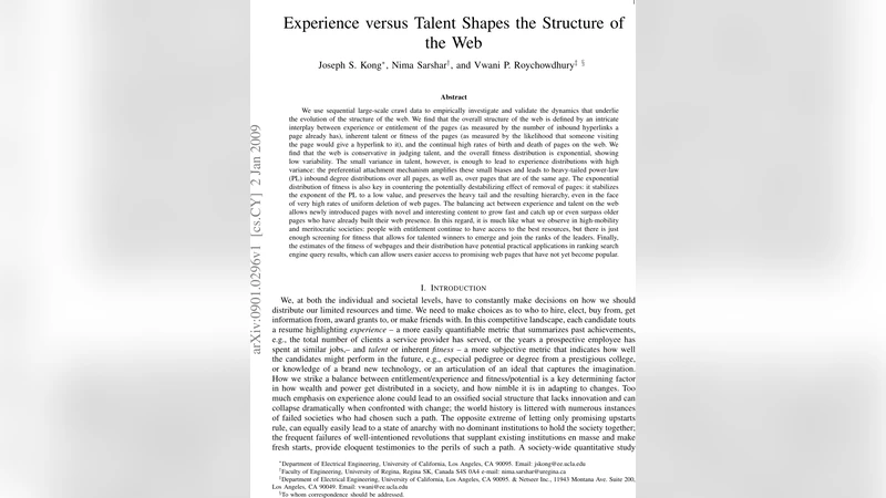Experience versus Talent Shapes the Structure of the Web