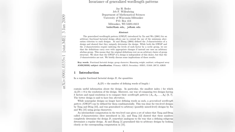 Invariance of generalized wordlength patterns