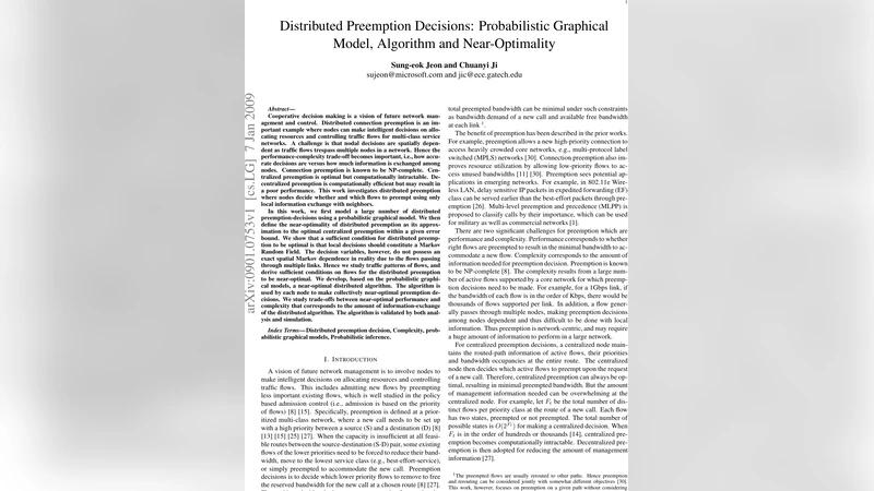 Distributed Preemption Decisions: Probabilistic Graphical Model,   Algorithm and Near-Optimality