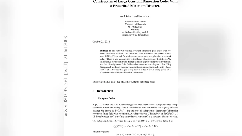 Construction of Large Constant Dimension Codes With a Prescribed Minimum   Distance