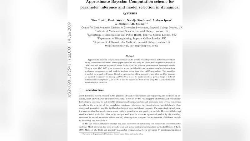 Approximate Bayesian computation scheme for parameter inference and   model selection in dynamical systems