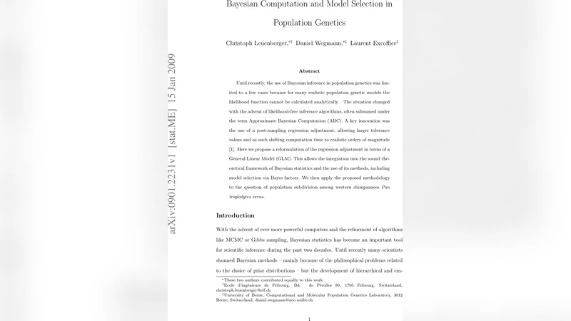 Bayesian Computation and Model Selection in Population Genetics