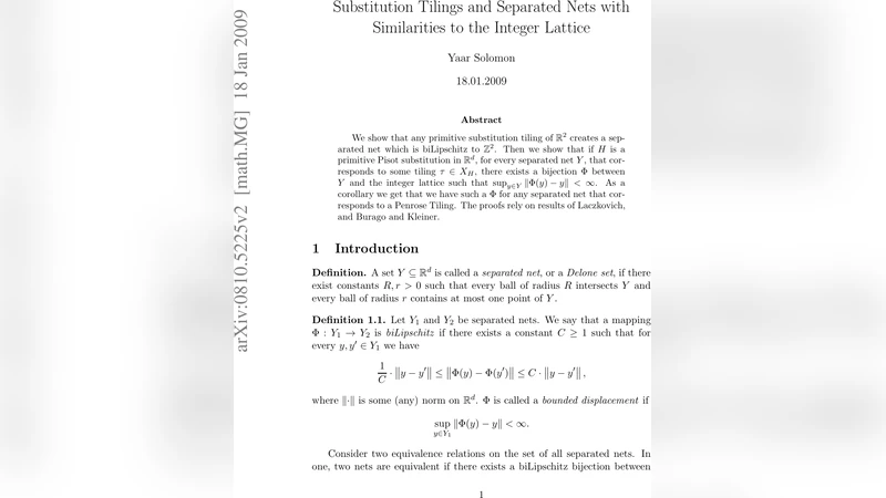 Substitution Tilings and Separated Nets with Similarities to the Integer   Lattice