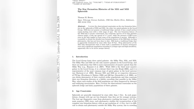 The Star Formation Histories of the M31 and M33 Spheroids