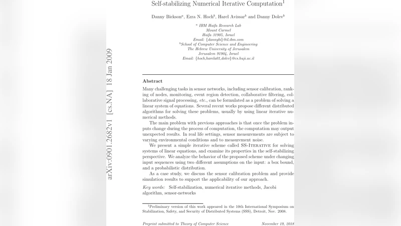 Self-stabilizing Numerical Iterative Computation