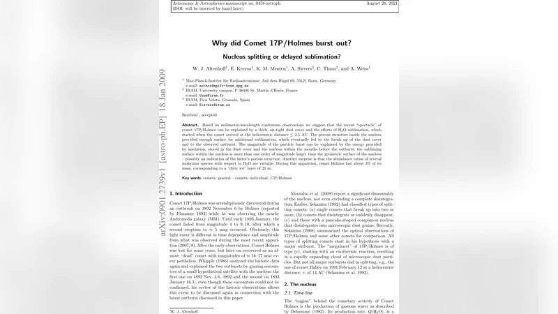 Why did Comet 17P/Holmes burst out?