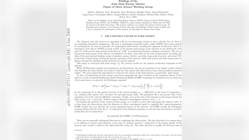 Findings of the Joint Dark Energy Mission Figure of Merit Science   Working Group
