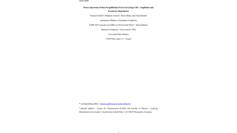 Power Spectrum of Out-of-equilibrium Forces in Living Cells : Amplitude   and Frequency Dependence