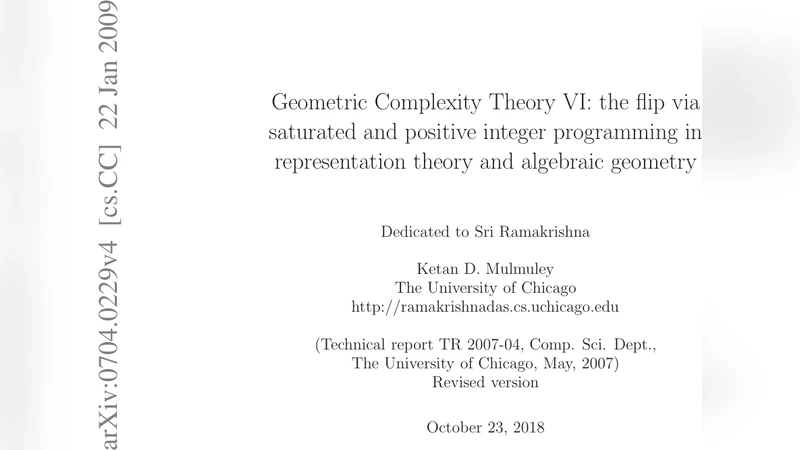 Geometric Complexity Theory VI: the flip via saturated and positive   integer programming in representation theory and algebraic geometry