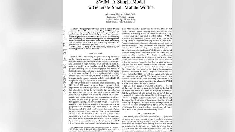 SWIM: A Simple Model to Generate Small Mobile Worlds