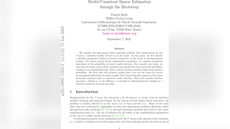 Model-Consistent Sparse Estimation through the Bootstrap