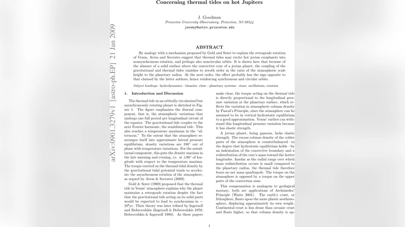 Concerning thermal tides on hot Jupiters