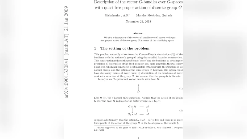 Description of the vector $G$-bundles over $G$-spaces with quasi-free   proper action of discrete group $G$