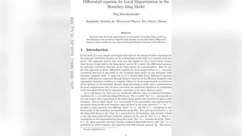 Differential equation for local magnetization in the boundary Ising   model