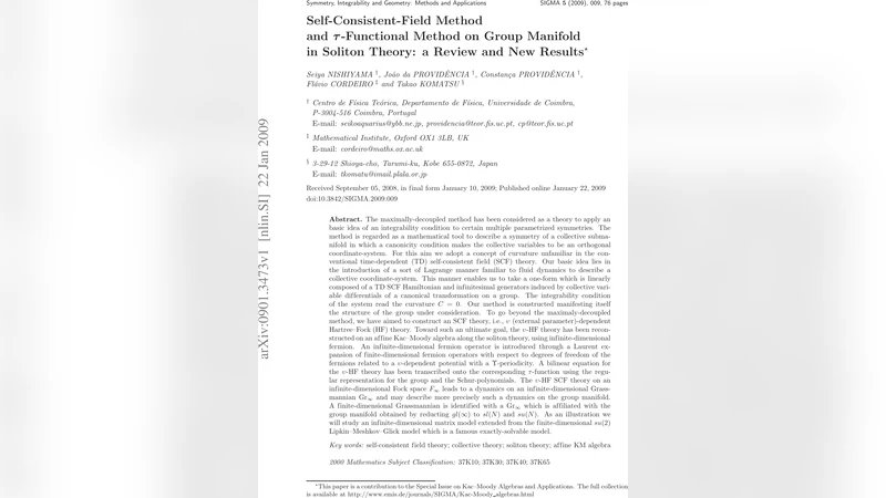 Self-Consistent-Field Method and $tau$-Functional Method on Group   Manifold in Soliton Theory: a Review and New Results