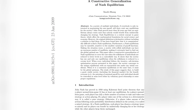 A Constructive Generalization of Nash Equilibrium