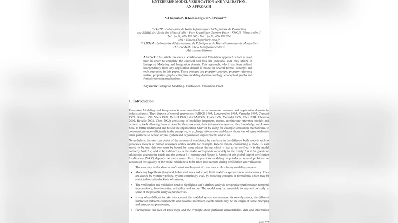 Enterprise model verification and validation: an approach