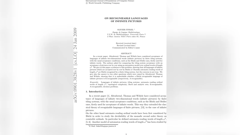 On Recognizable Languages of Infinite Pictures