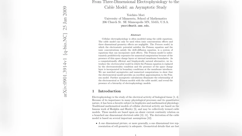 From Three-Dimensional Electrophysiology to the Cable Model: an   Asymptotic Study