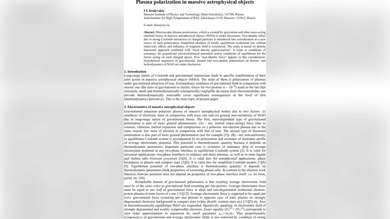 Plasma polarization in massive astrophysical objects