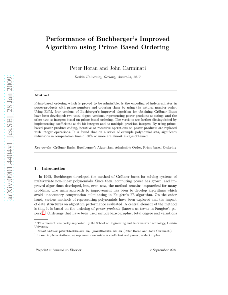 Performance of Buchbergers Improved Algorithm using Prime Based   Ordering